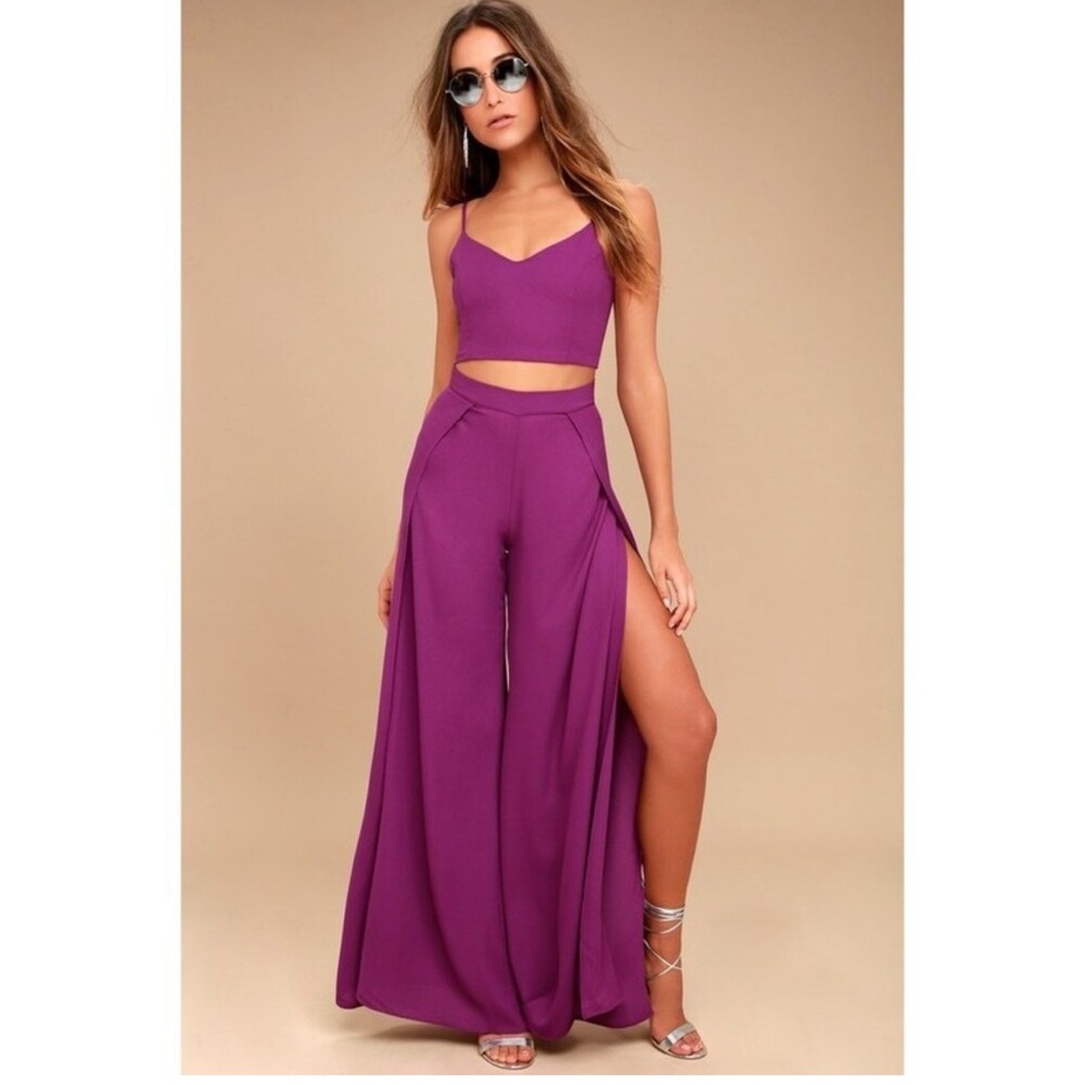 Lulus Out Tonight Magenta Two Piece Jumpsuit Size Medium